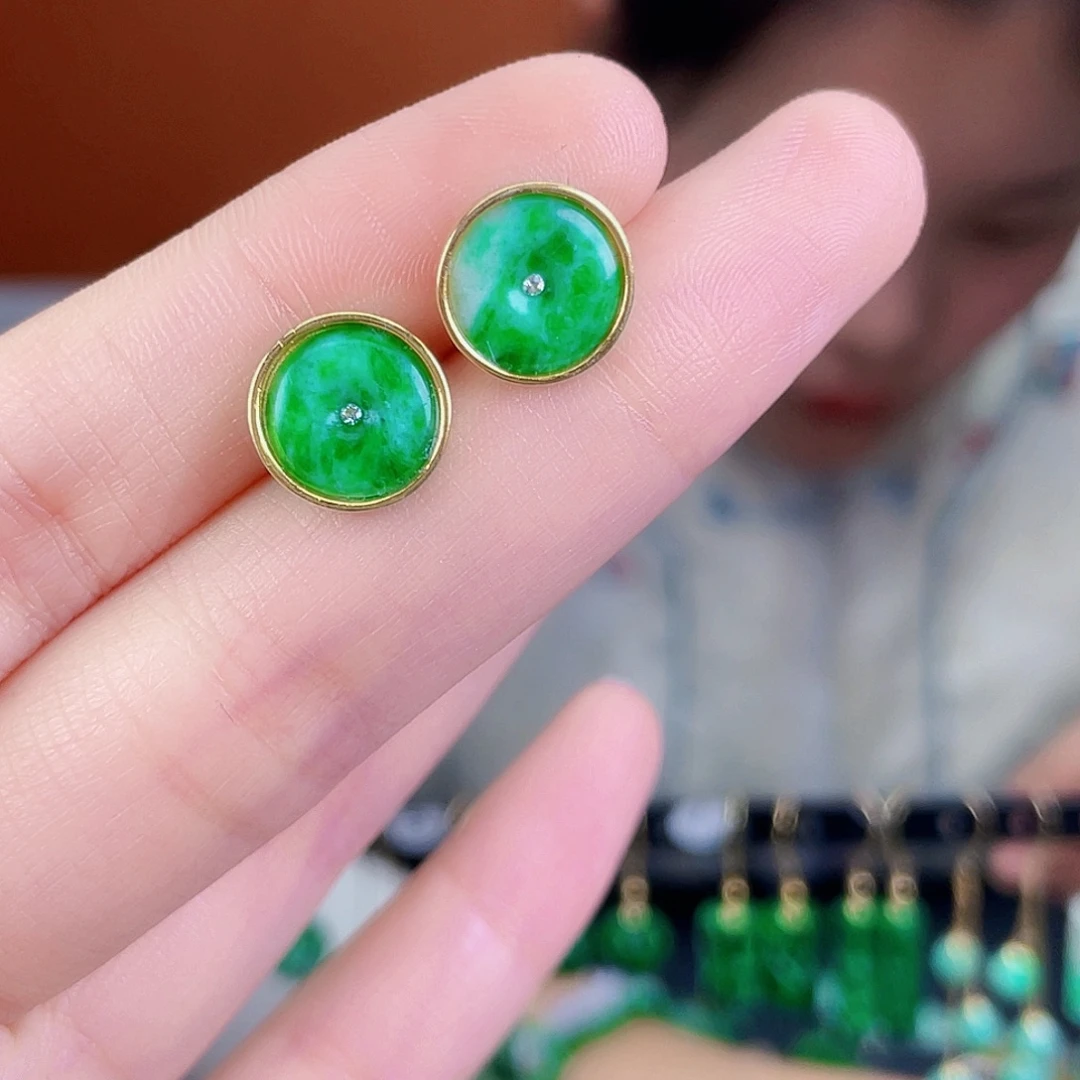 翡翠银S925镶嵌耳饰