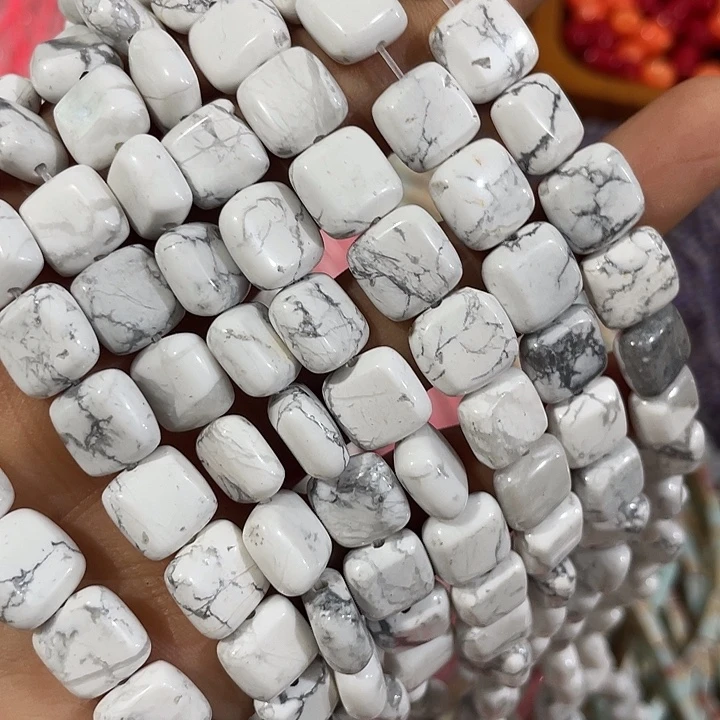 合金玛瑙/玉髓珠宝半成品一条10mm白松方块珠