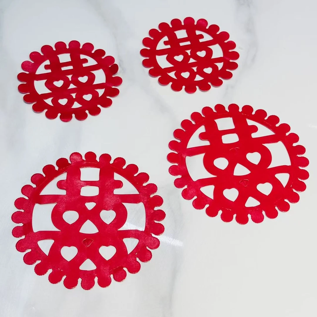 新款潮汕五生花菜花粿零食喜字贴直径11厘米和15厘米大号款