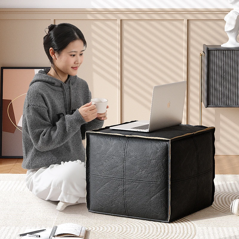 收纳包摩洛哥皮坐墩垫皮墩皮蒲团懒人沙发坐垫榻榻米坐团换鞋凳子