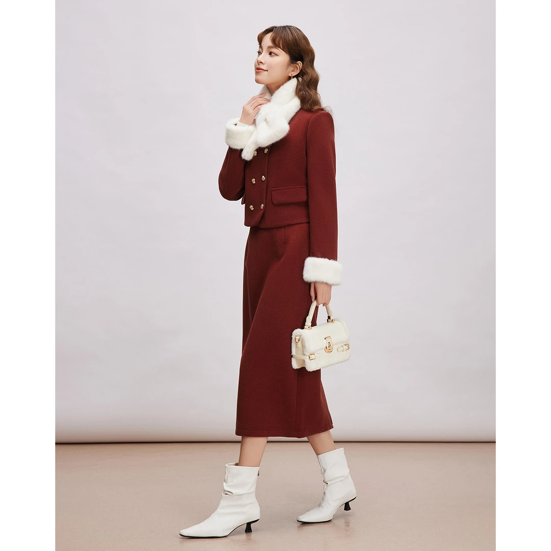 IEF/爱依服2025新款冬春季时尚高级名媛气质洋气加厚上下套裙