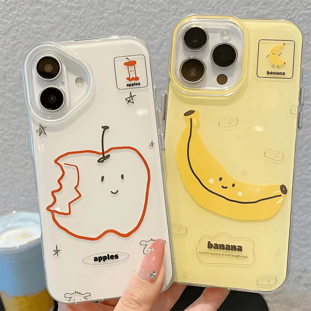线条水果香蕉适用iphone17手机壳苹果华为vivo小米OPPO荣耀防摔套