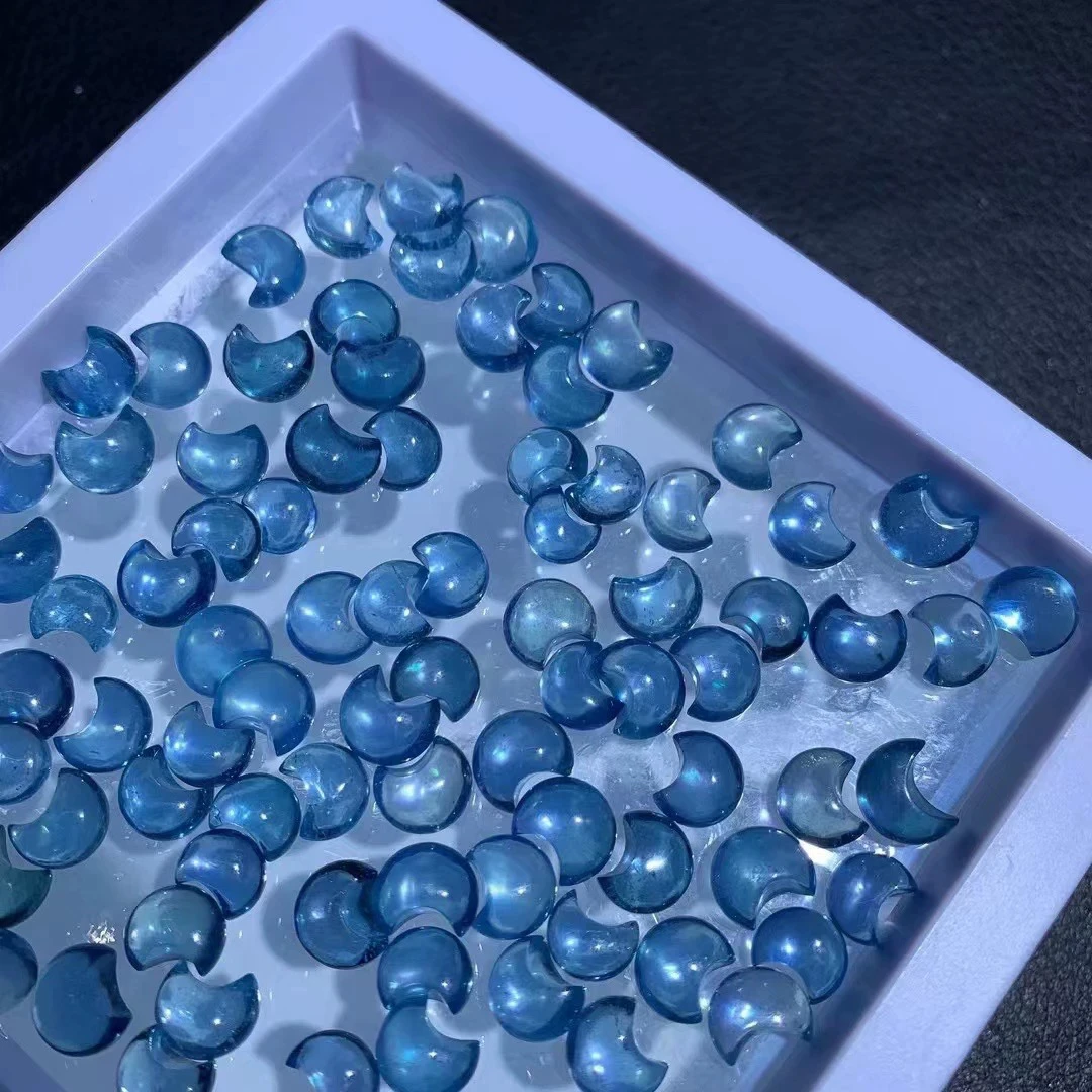 天然海蓝宝魔鬼蓝月亮挂件配件散珠手链饰品配饰diy手工编织