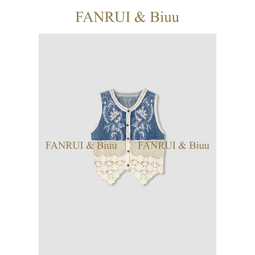 FANRUI/泛芮「蔓织」重工绣花镂空洋气复古设计感无袖马甲女XL16732