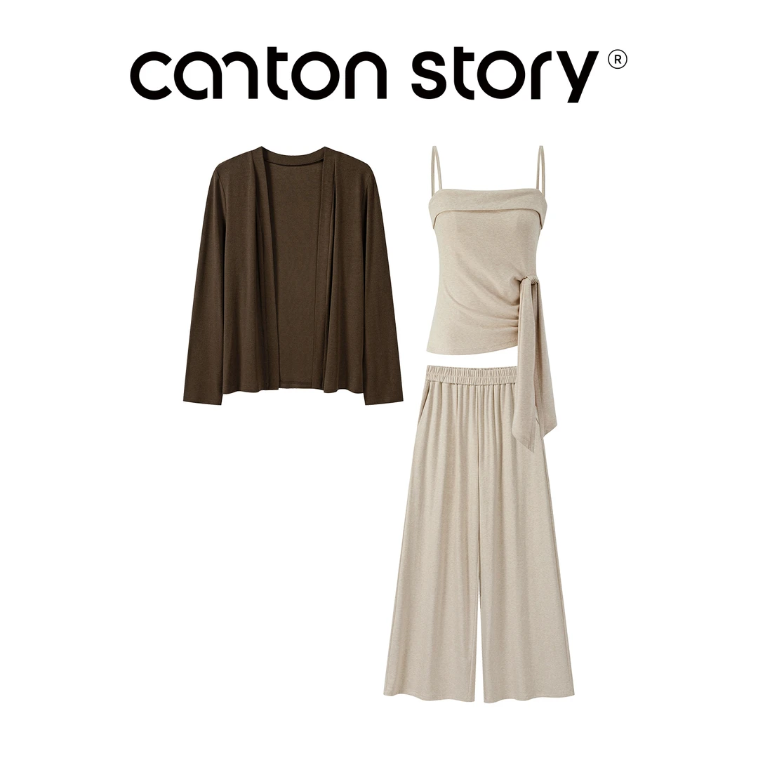 羊城故事 【现现】慵懒感吊带休闲裤套装开衫 Y50953856 Y50953857