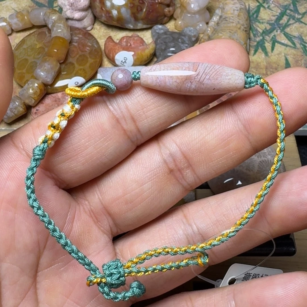 硅化玉纯天然色有机玉石保真色未镶嵌天珠手链