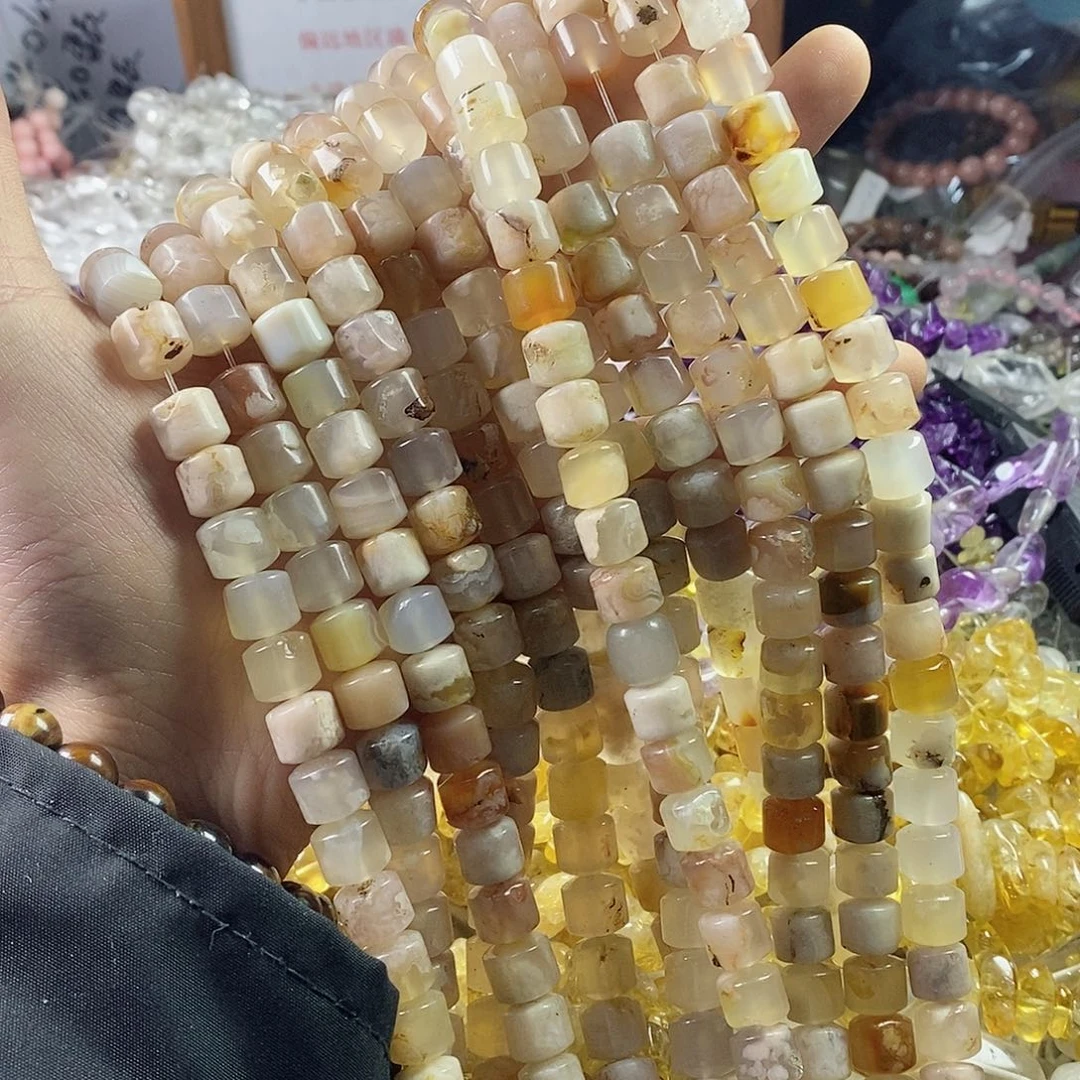玛瑙/玉髓珠宝半成品未镶嵌一条微瑕10mm樱花玛瑙车轮珠