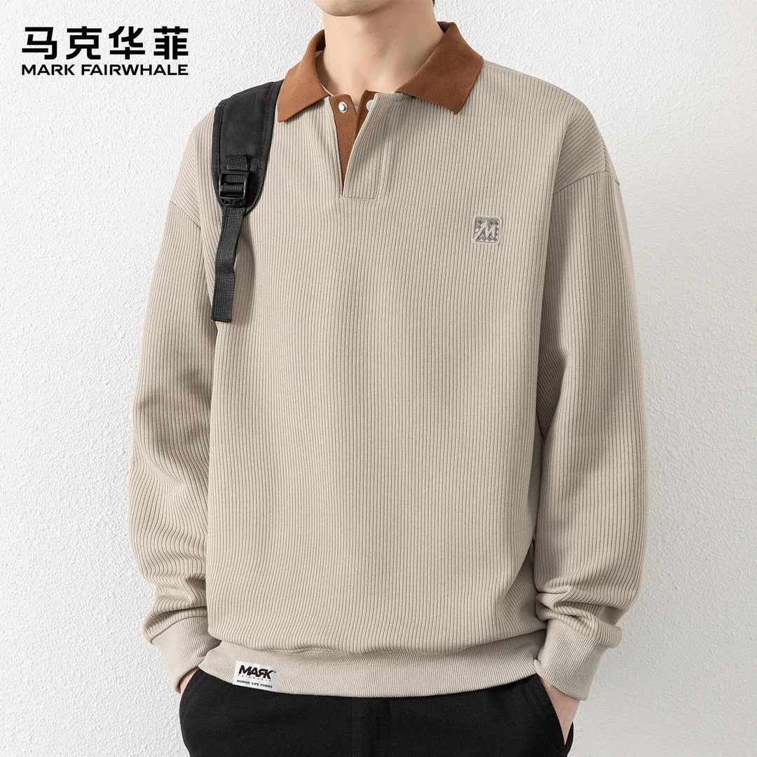 马克华菲卫衣男款秋季上衣2025新款秋冬装POLO领男士长袖T恤男潮