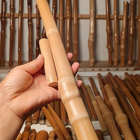 N***a实心玉竹手持手把件