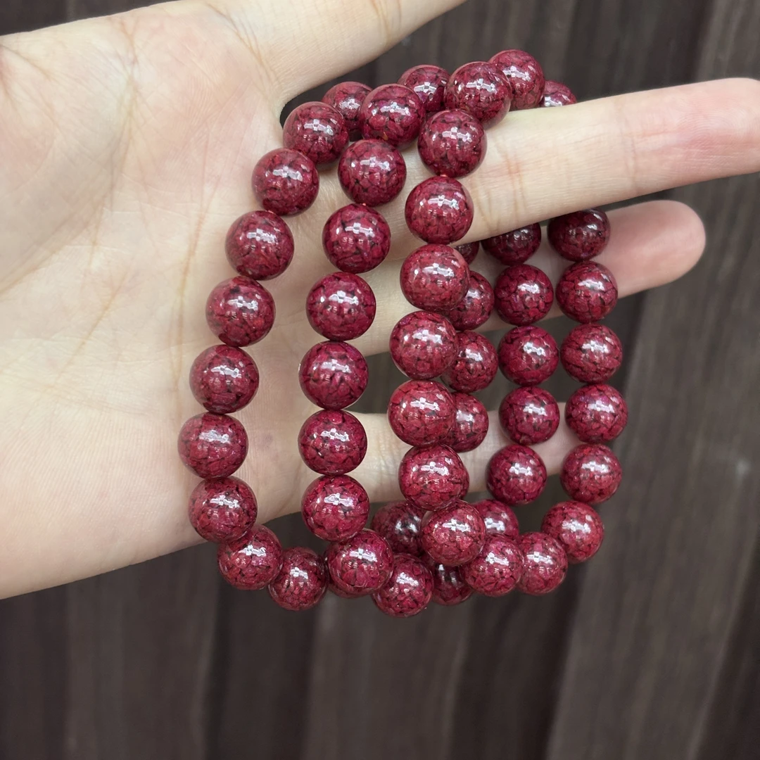 含辰砂工艺品07093 辰砂手串规格约10mm多样性发其一