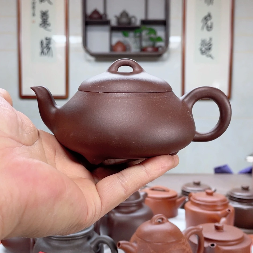 茶壶紫砂全手工汉棠石瓢