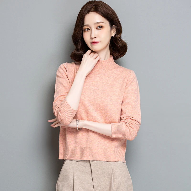 秋冬纯色打底衫半高领内搭针织衫百搭气质简约长袖套头毛衣女新款