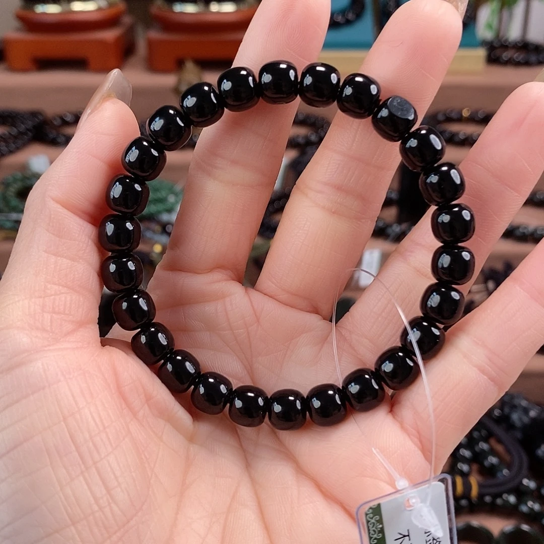 和田玉未镶嵌手链8又黑又细