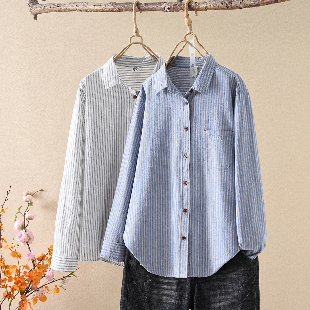 秋季质感条纹宽松简约显瘦减龄百搭衬衣