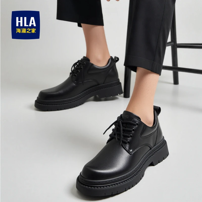 海澜之家鞋子男款2025秋季爆款增高休闲皮鞋圆头大头鞋结婚新郎鞋