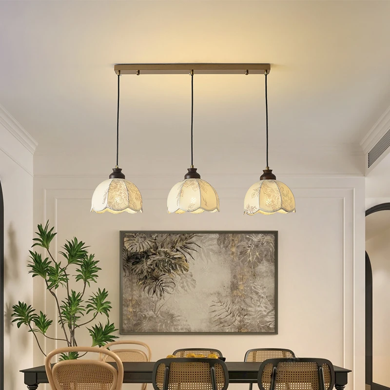 浅舍中古风餐厅吊灯床头小吊白蜡木+布罩书房吧台吊灯