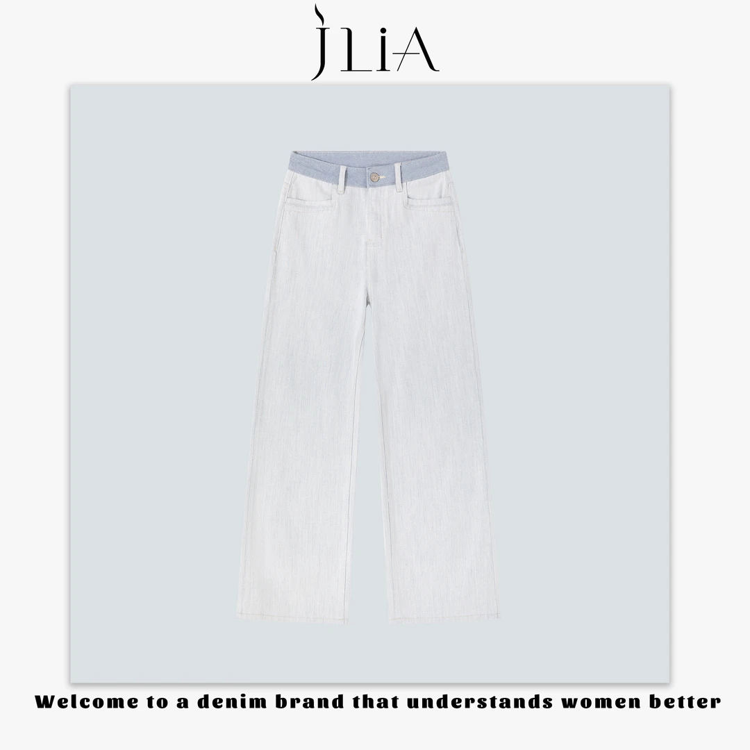 JLIA-1027春夏新品“莫兰迪灰蓝”窄版直筒四面弹牛仔裤