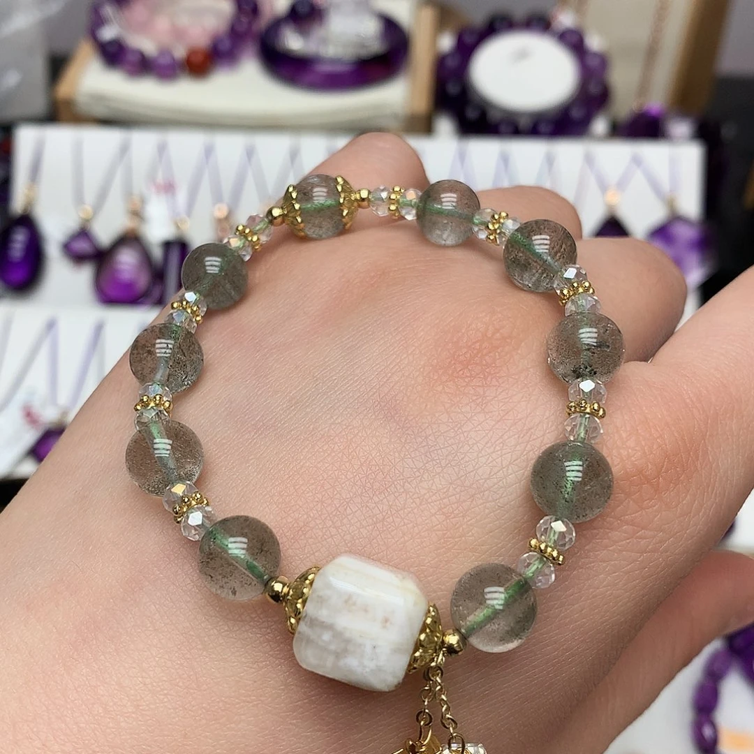 未镶嵌水晶珠宝半成品L 绿幽灵手串