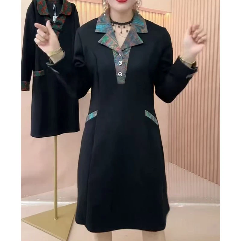 2025新款连衣裙洋气长袖显瘦气质网红时尚秋冬新中式纯色轻奢