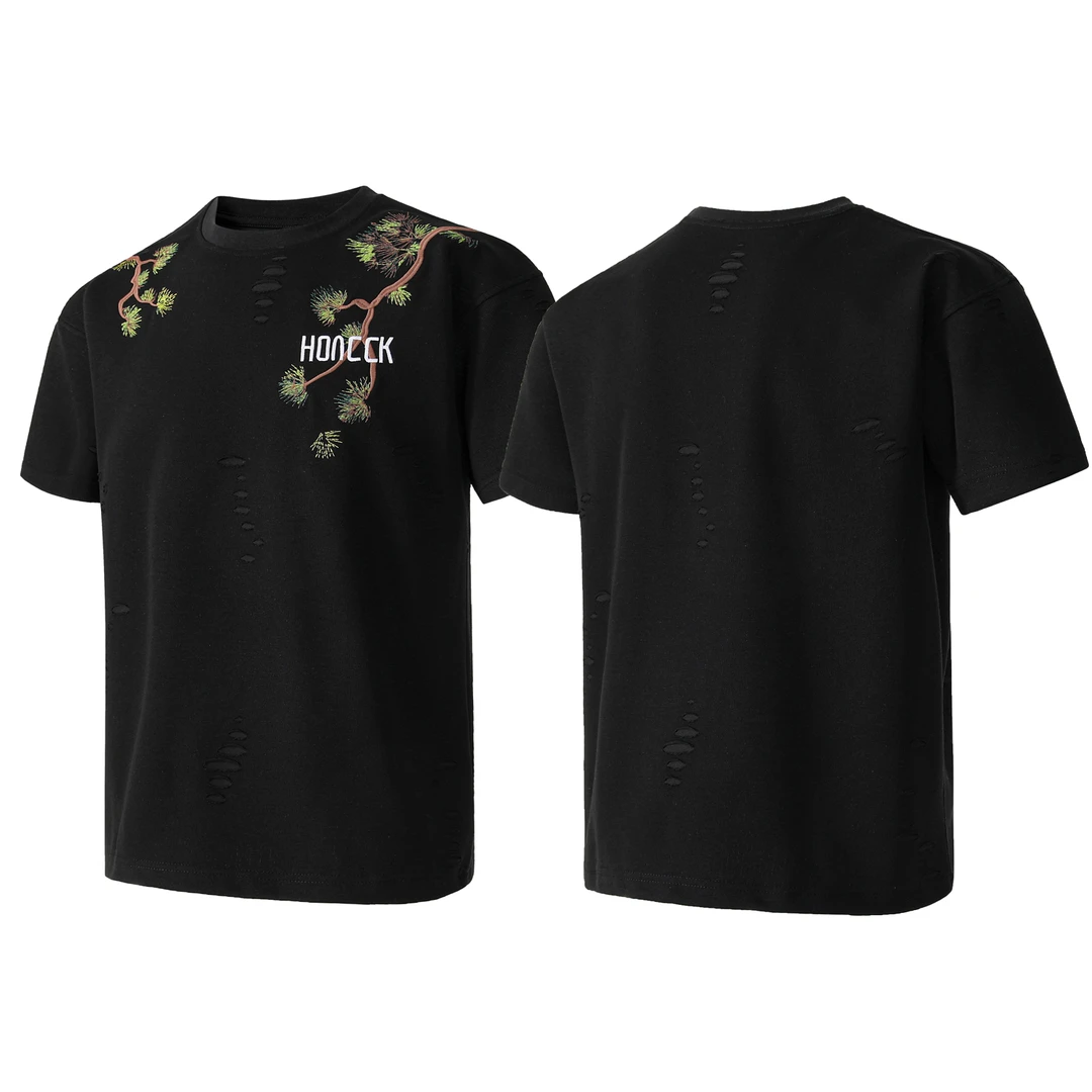 美式刺绣短袖t恤男2025夏季新款青少年设计感宽松休闲半袖体恤