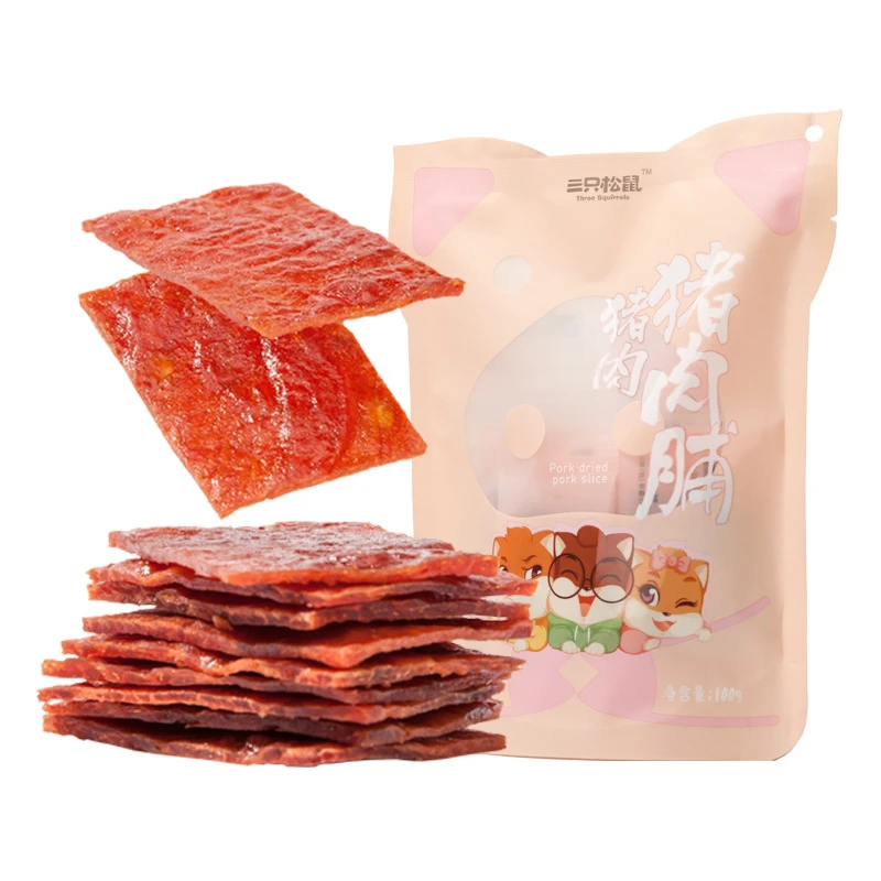 三只松鼠猪肉脯100g/袋独立小包装原味风干熟食肉脯