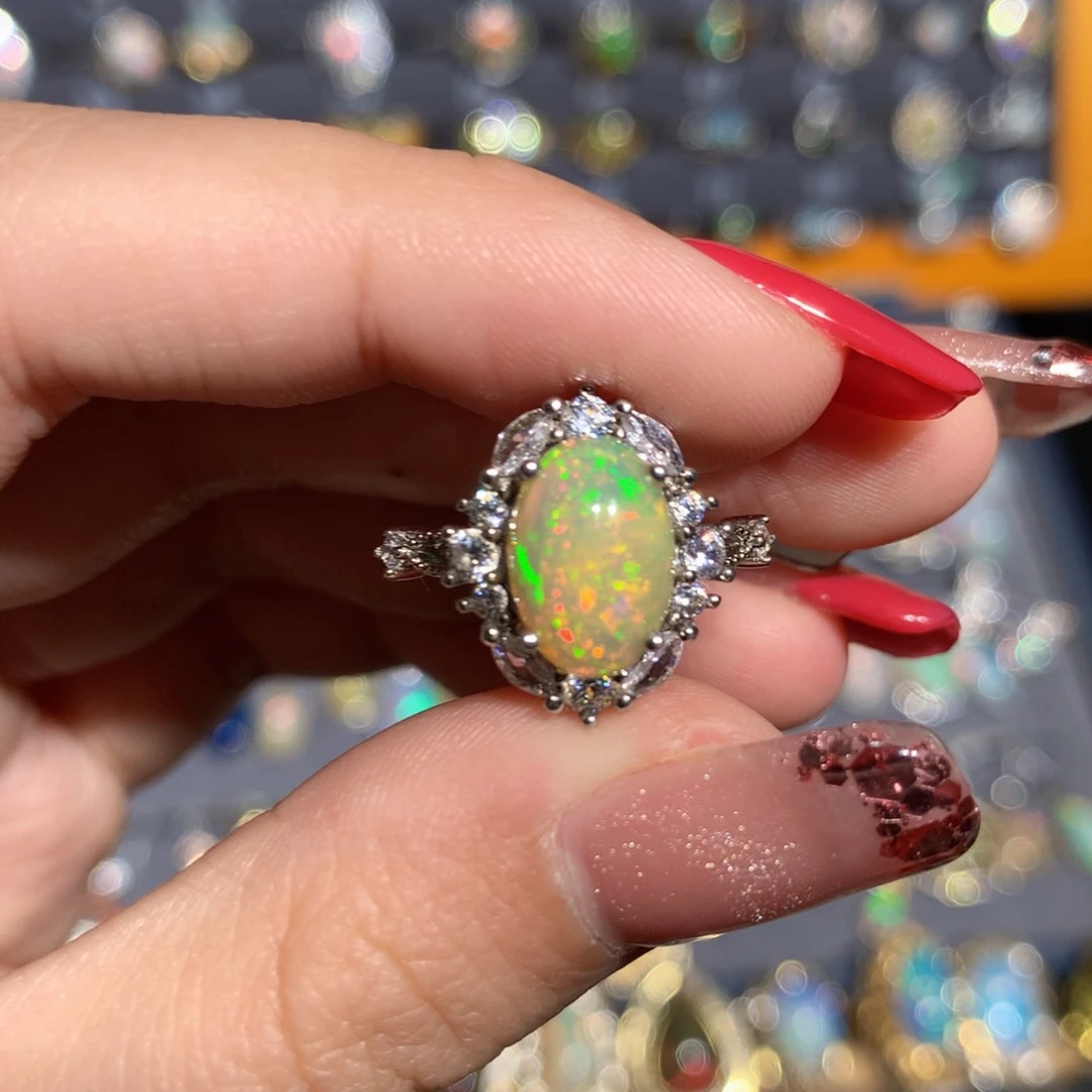 银S925镶嵌欧泊欧泊戒指y