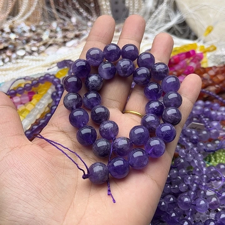 玛瑙/玉髓未镶嵌珠宝半成品一条12mm左右紫晶