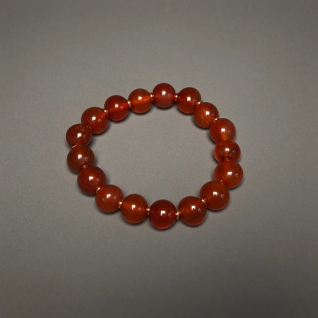明代酒红玛瑙手串/DZ085172/古玩/收藏/德州文物