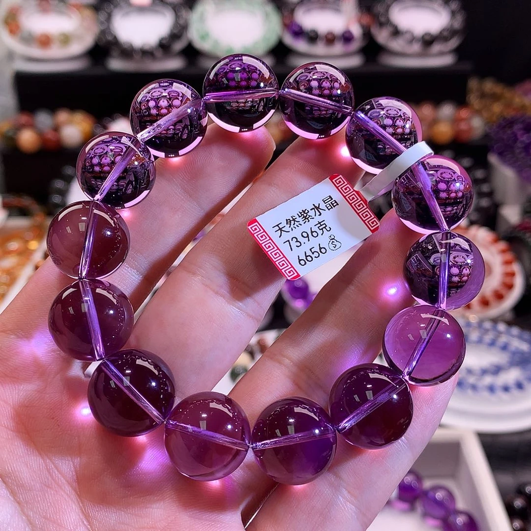 水晶未镶嵌手链巴西紫水晶仙女紫15+