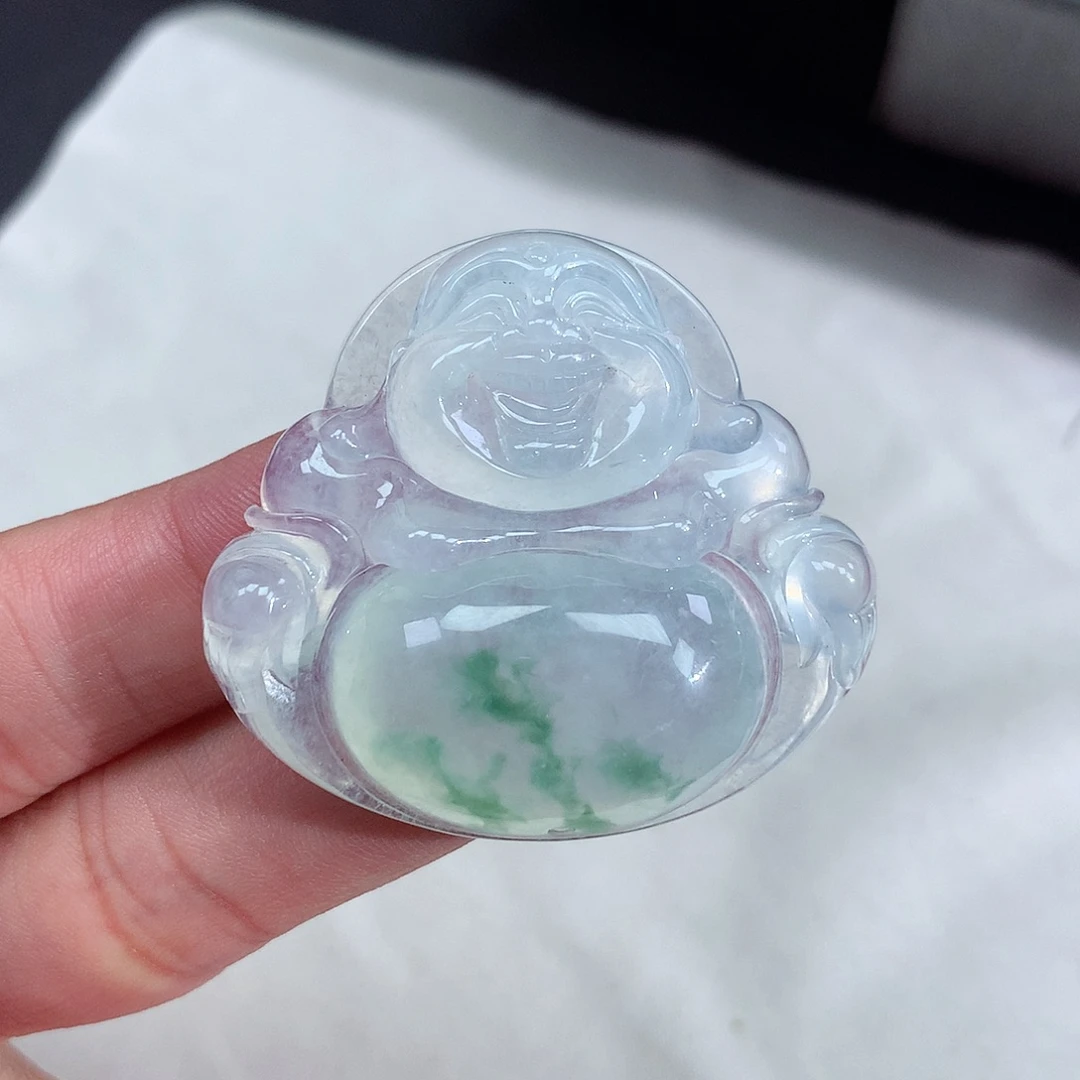 翡翠未镶嵌颈饰冰种飘花佛公