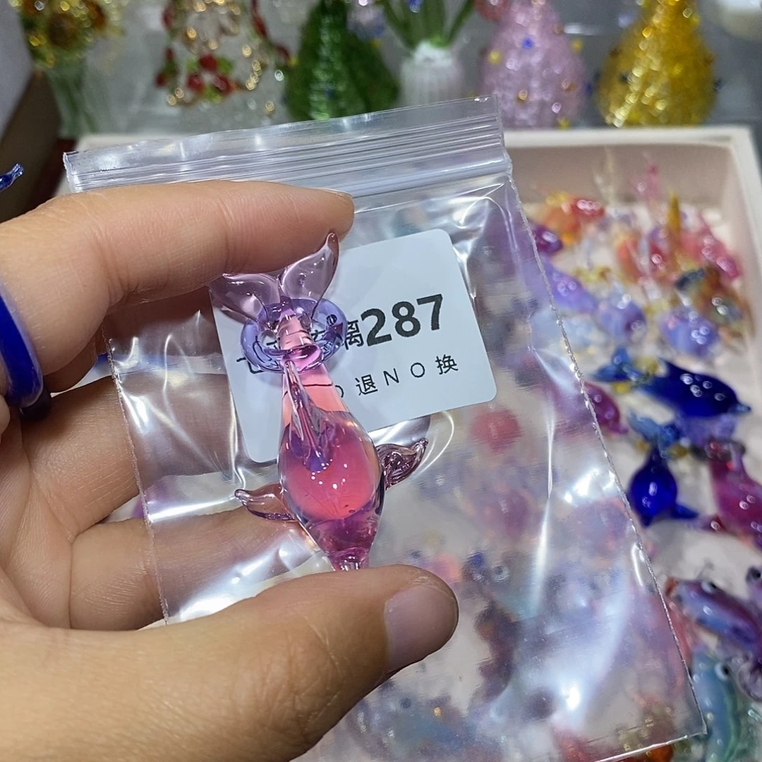 粉***腐玻璃颈饰287粉色海豚