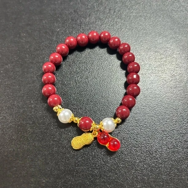 含辰砂工艺品 白珠+花生单圈甄选手串10201（无礼盒）