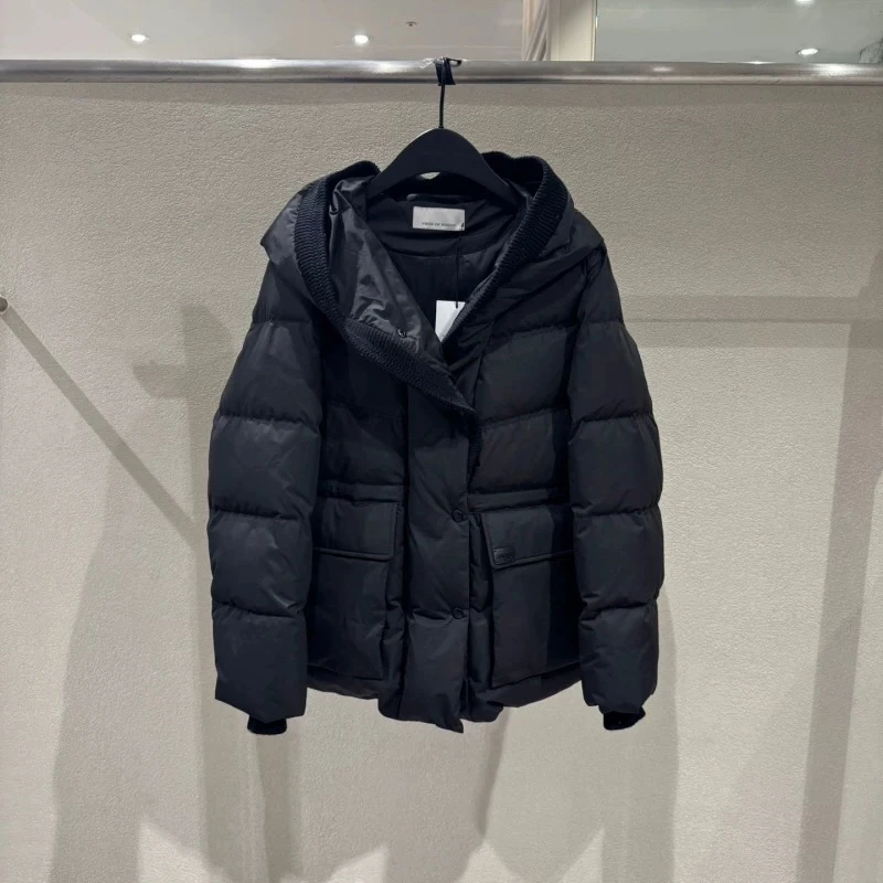 元韩单V 24冬连帽大口袋保暖收腰显瘦外套