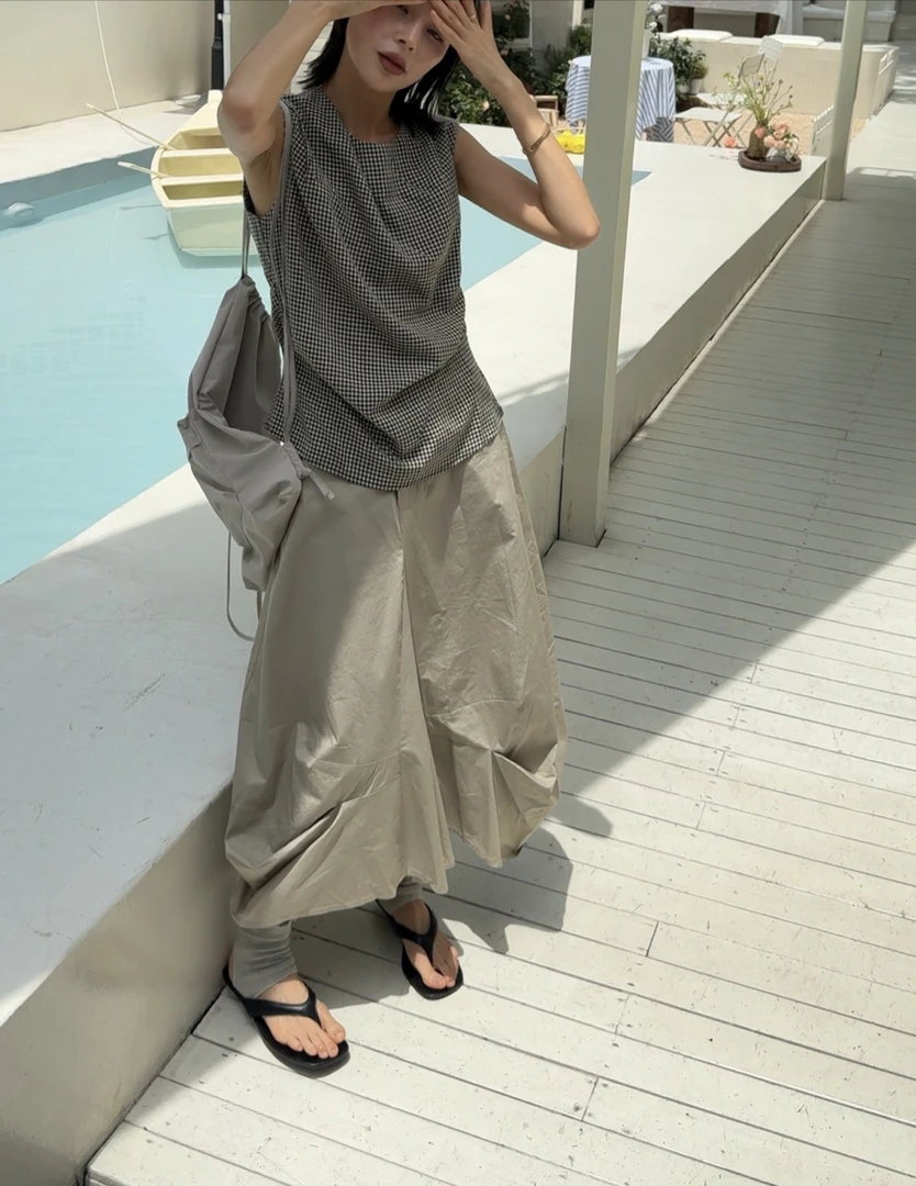 ZLAbout-us【夏款上新】小众设计款褶皱款洋气休闲裙729