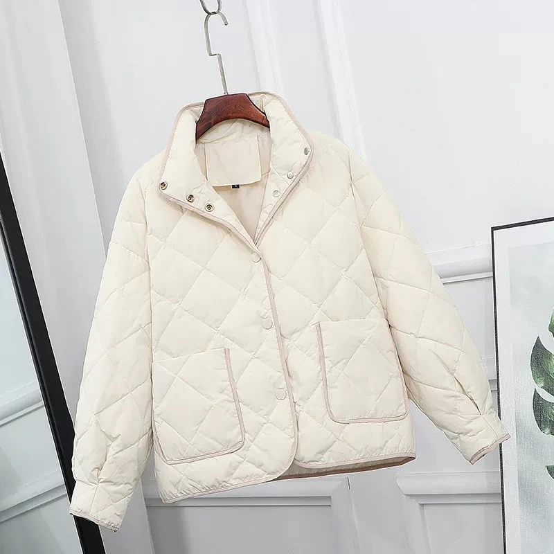 白鸭绒专柜女士新款宽松羽绒服外套短款时尚轻薄