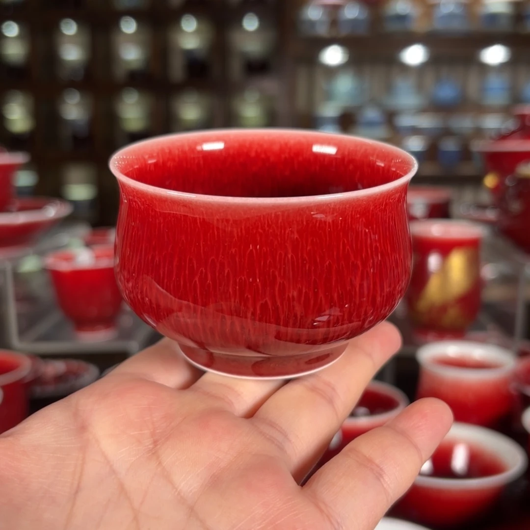 杯子景德镇原矿朗红杯