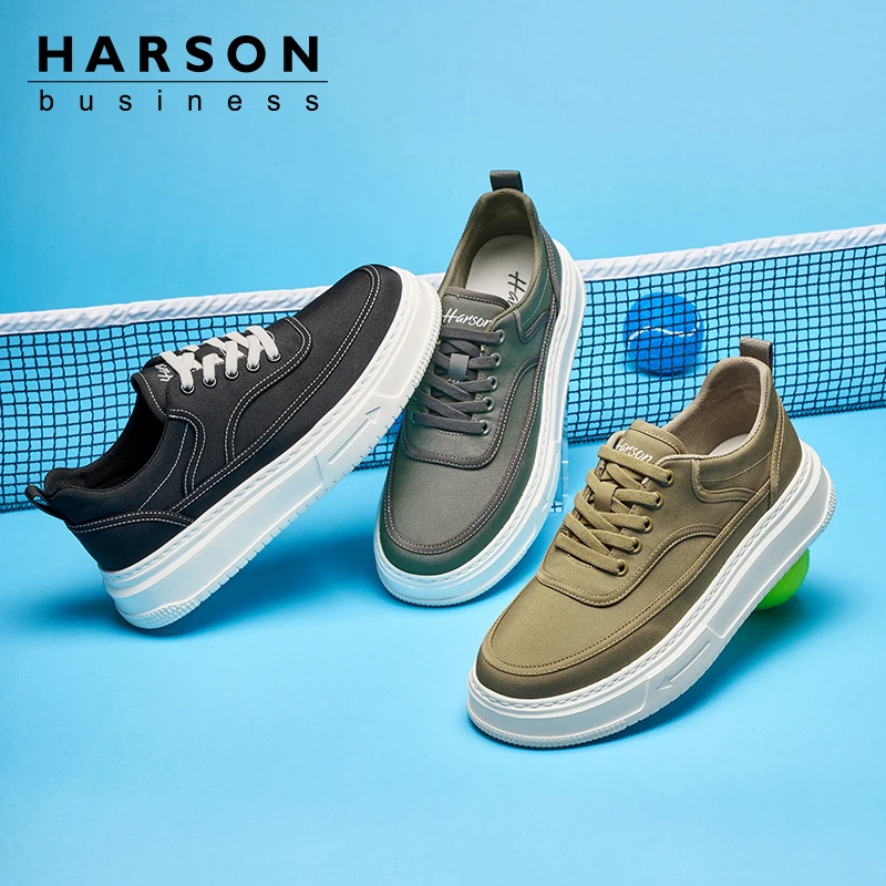 哈森男鞋春夏秋季新款商务休闲鞋复古百搭男款透气软面男士板鞋潮