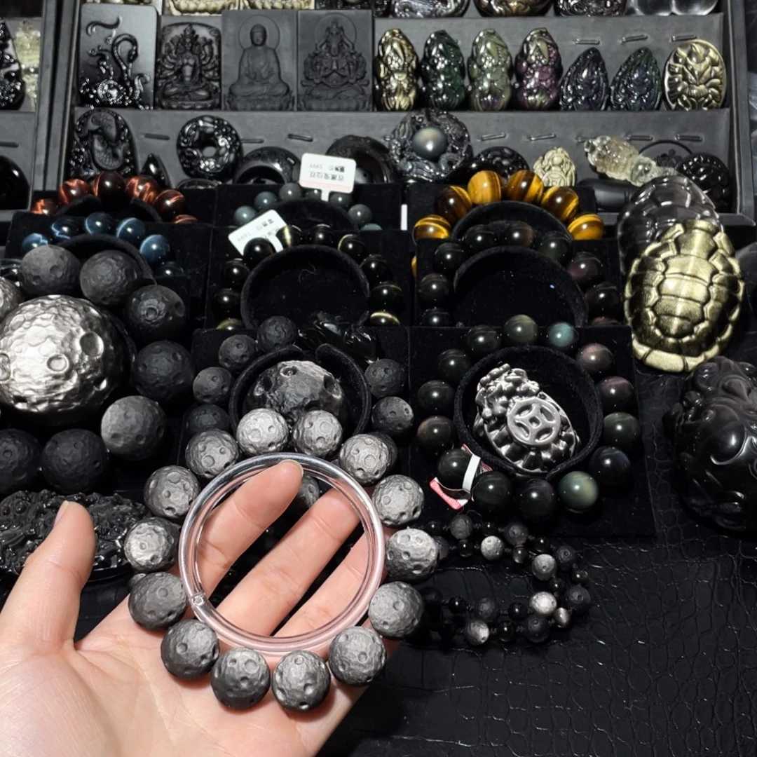 加***凉黑曜岩未镶嵌手链