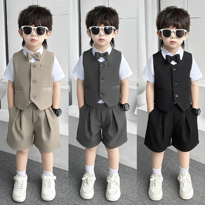 儿童西装套装男孩小主持人礼服高级感花童礼服薄款男童小西装夏款