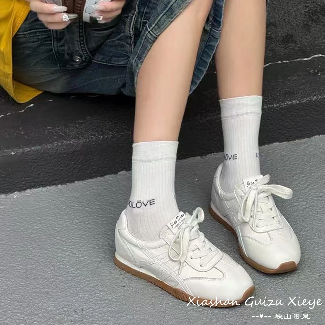 新款 真皮舒适秀气橡胶软底圆头平底阿甘鞋 11-2987