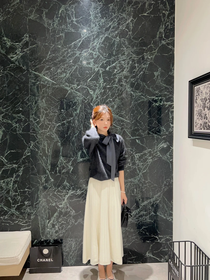 【芝士Cheese】典雅灰韵 法式飘带领时尚气质毛衣秋冬气质针织衫