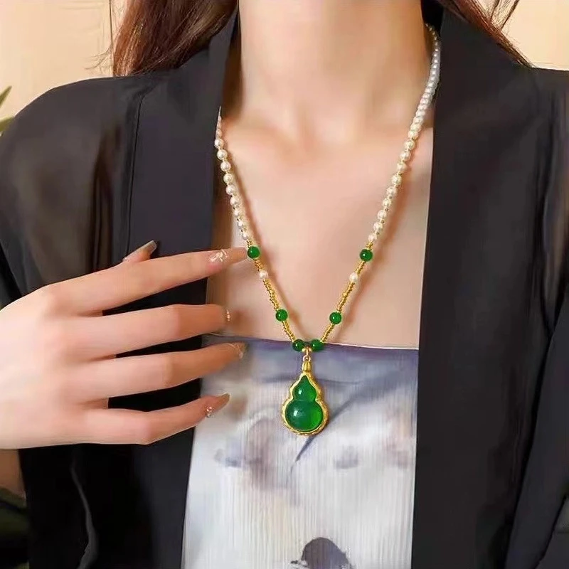 铜合金项链 新中式国潮福禄葫芦项链气质小众高级感锁骨链