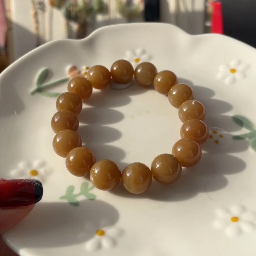 和田玉未镶嵌手链卡12金糖