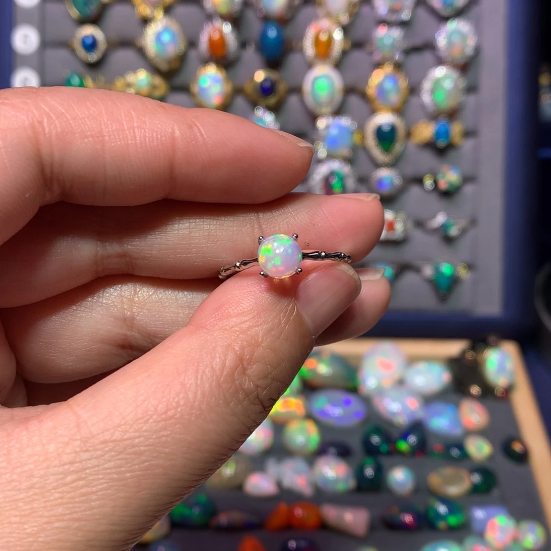 欧泊戒指款式银S925镶嵌