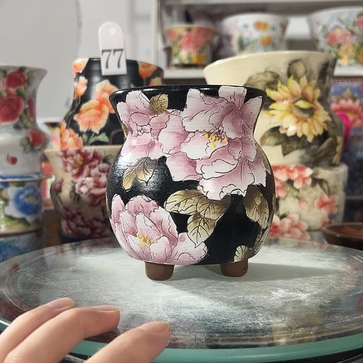 景德镇幸运花盆手绘韩式花盆