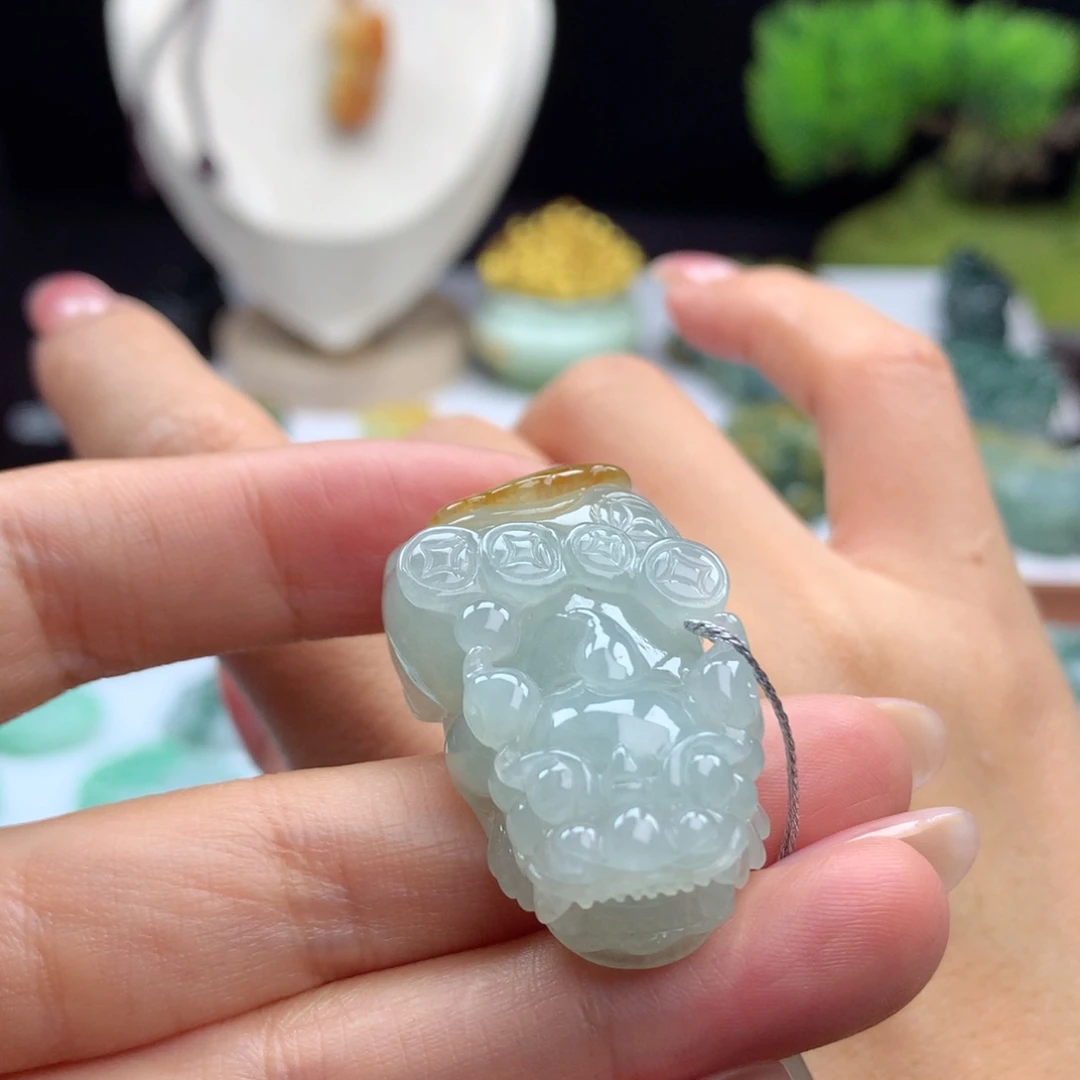 翡翠未镶嵌颈饰A30 大肚金钱翡翠貔貅