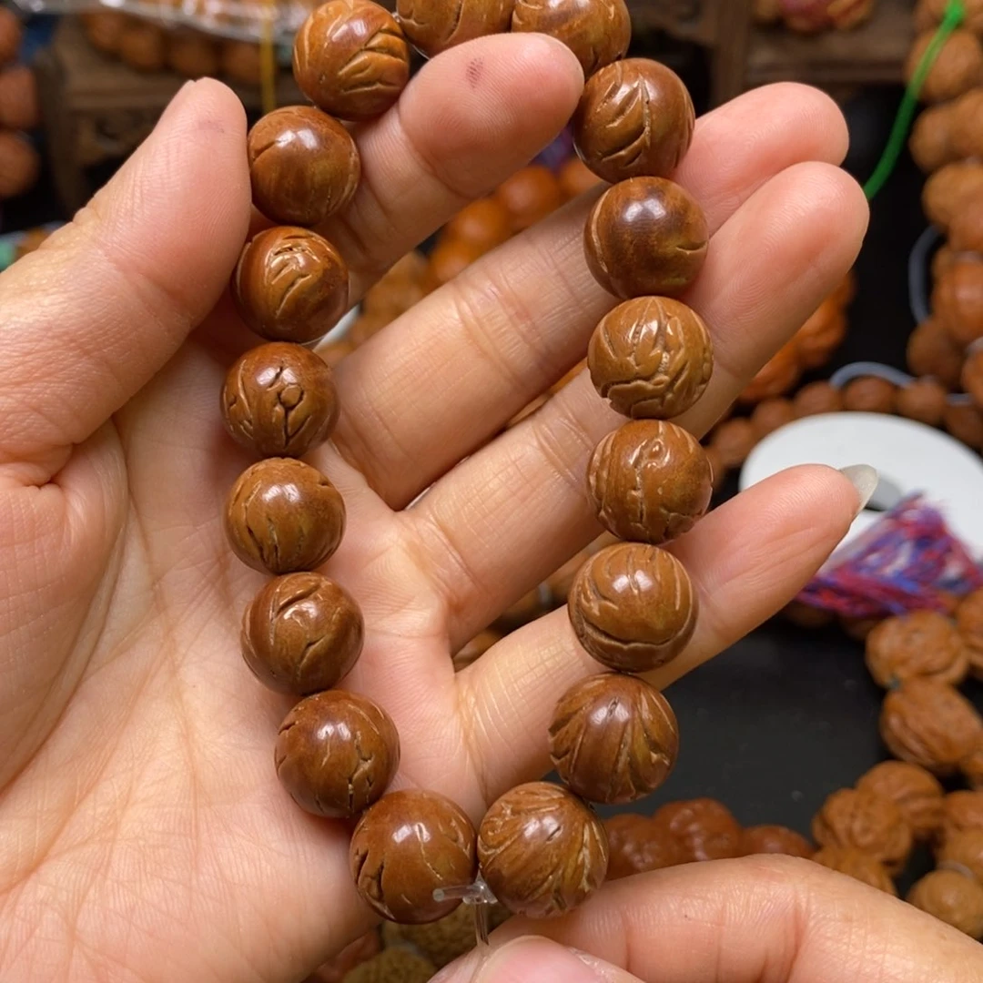 桃核手串小龙纹光珠