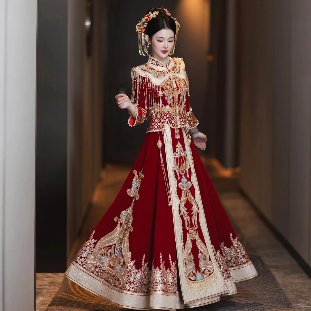 重工秀禾服婚服2025新款中式新娘礼服高端嫁衣出阁大码胖mm200斤