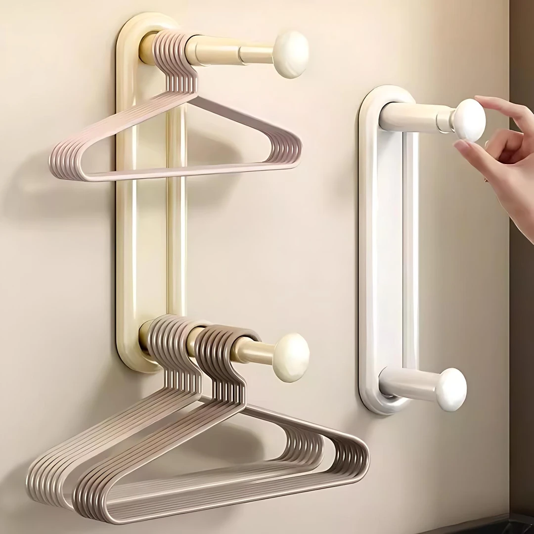 衣架收纳神器家用阳台放挂衣架墙上壁挂挂杆整理架晾衣架置物架