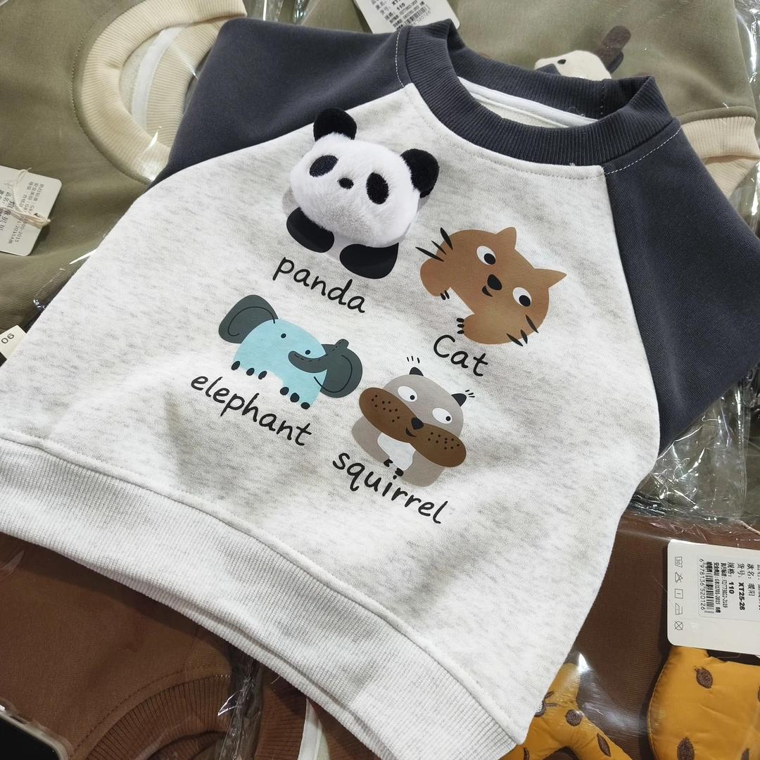 新款宝宝儿童秋冬卡通可爱加绒长袖卫衣打底煊童家